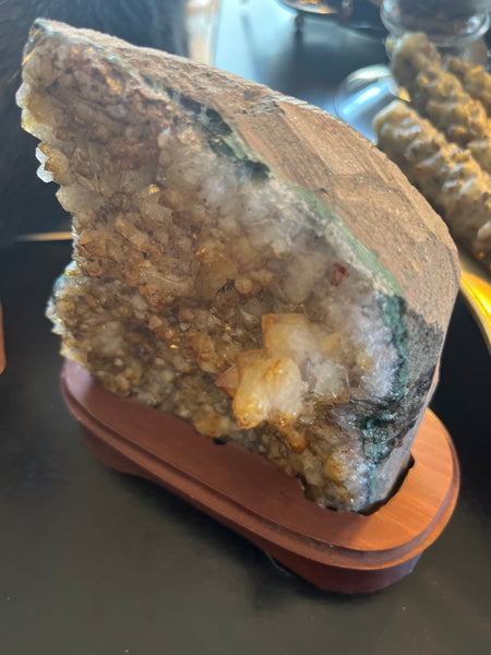 Citrine Cluster on wood base Unique #4 - 5" Tall