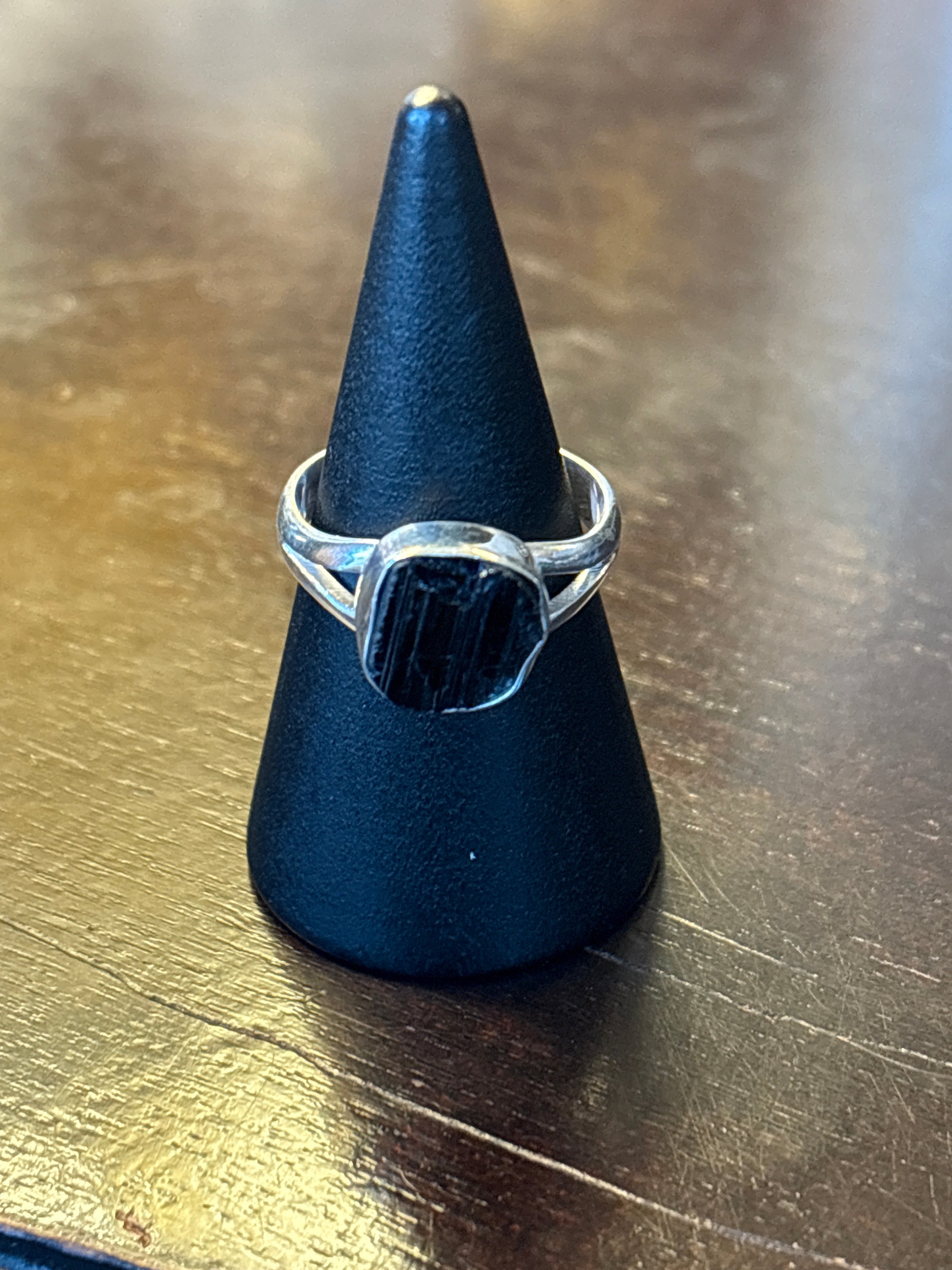 Silver .925 Rough Tourmaline Ring (207) – Raw Protection & Grounding Crystal Jewelry