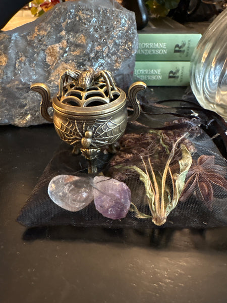 Spider Cauldron Incense Holder