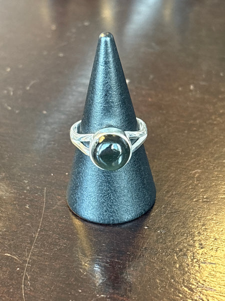 Silver .925 Black Obsidian Ring (165)