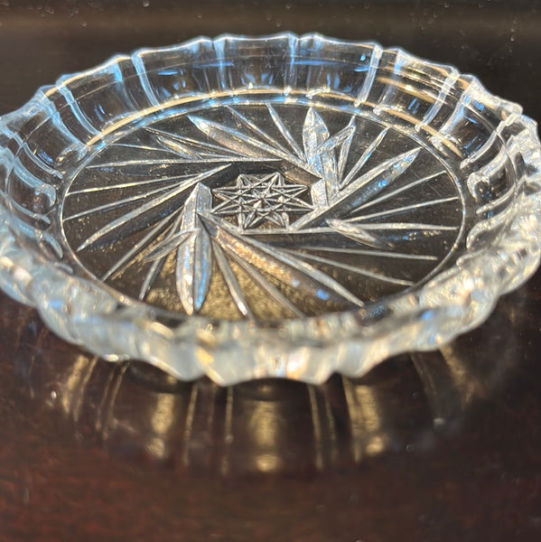 Vintage Crystal Bohemia Pinwheel Czechoslovakia, Brunswick Star Trinket Dish