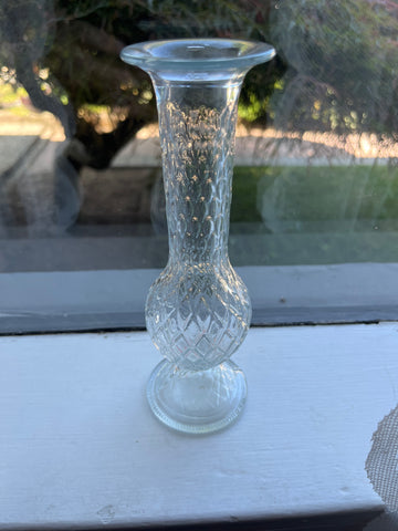 Clear Diamond Cut Vase 7 1/2”