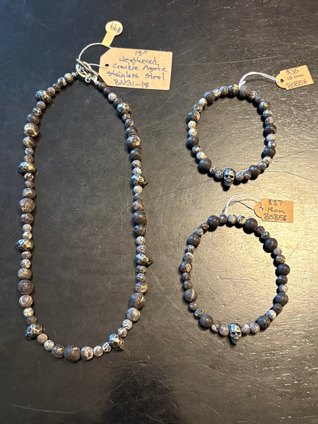 Weathered Crackled Agate Skulls by Brent McMaster