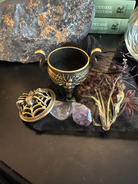 Spider Cauldron Incense Holder