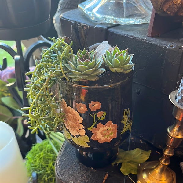 Clear Quartz Crystal Succulents in Retro Cup