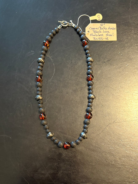 Cognac Baltic Amber w/ Lava & Skulls by Brent McMaster