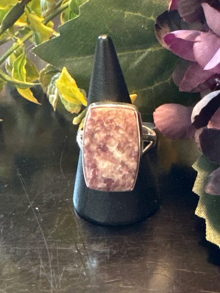 Silver .925 Lepidolite Ring (153) – Calm & Emotional Balance Crystal Jewelry