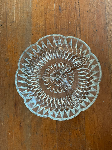 Vintage pressed glass divided serving dish