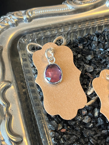 Oval Silver Pendant w/ Semi Precious Stone