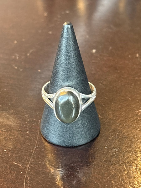 Silver .925 Black Obsidian Ring (165)