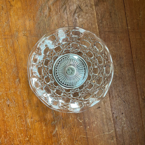 Vintage Silver Plated Falstaff Pressed Glass Pedestal Dish