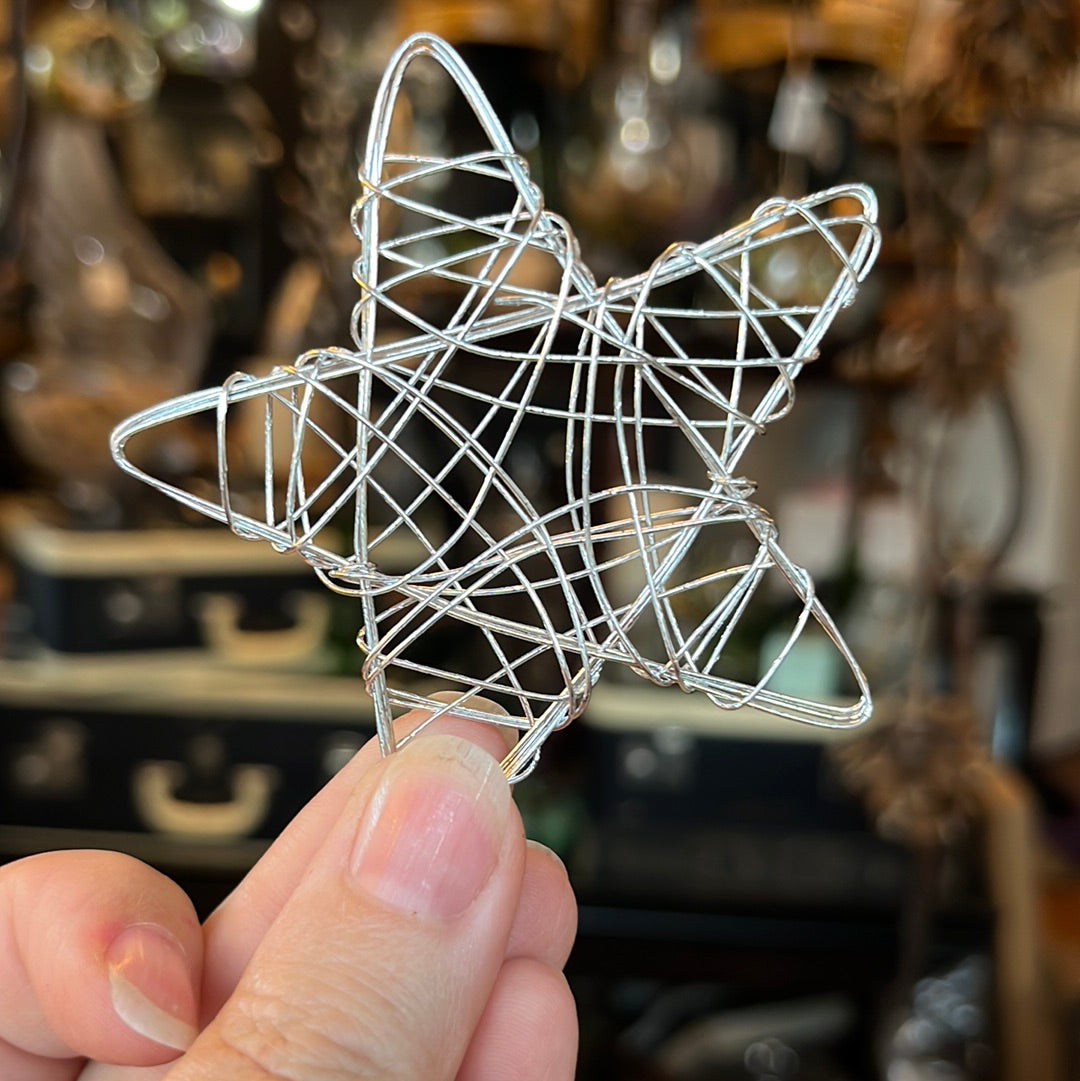 Vintage Inspired Silver Wire Star w/ Crystal