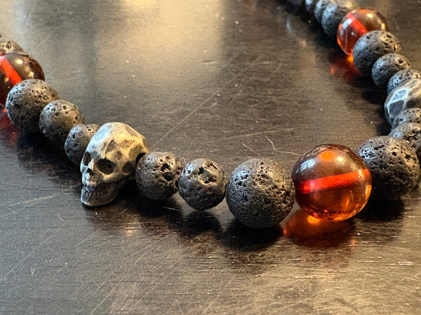 Cognac Baltic Amber w/ Lava & Skulls by Brent McMaster