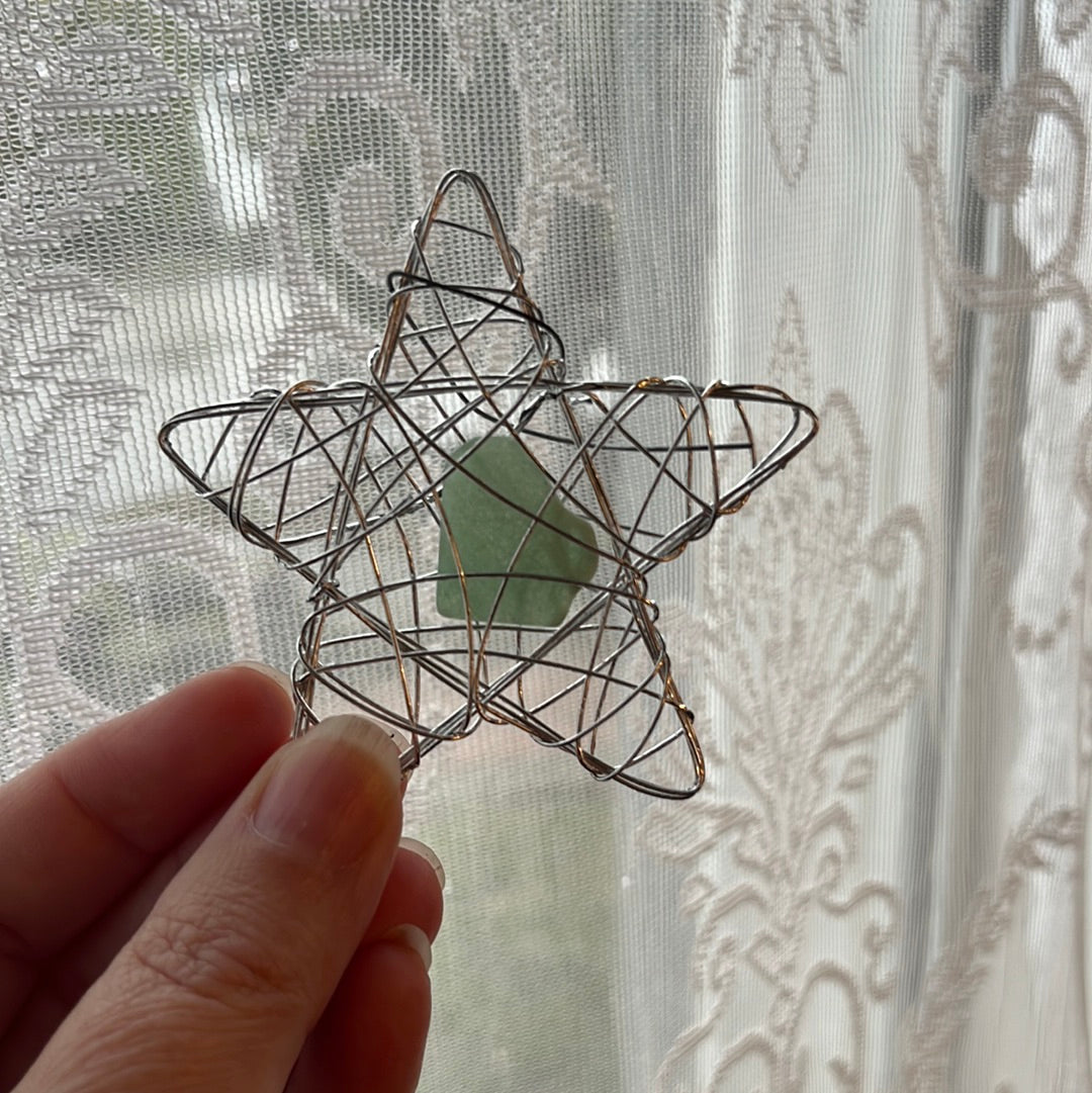 Vintage Inspired Silver Wire Star w/ Crystal