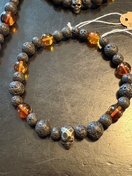 Cognac Baltic Amber w/ Lava & Skulls by Brent McMaster