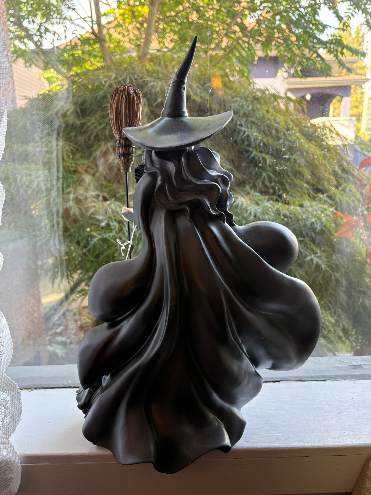 Hallow’s Eve – Gothic Witch Figurine with Broomstick