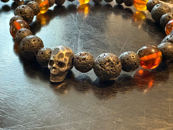 Cognac Baltic Amber w/ Lava & Skulls by Brent McMaster