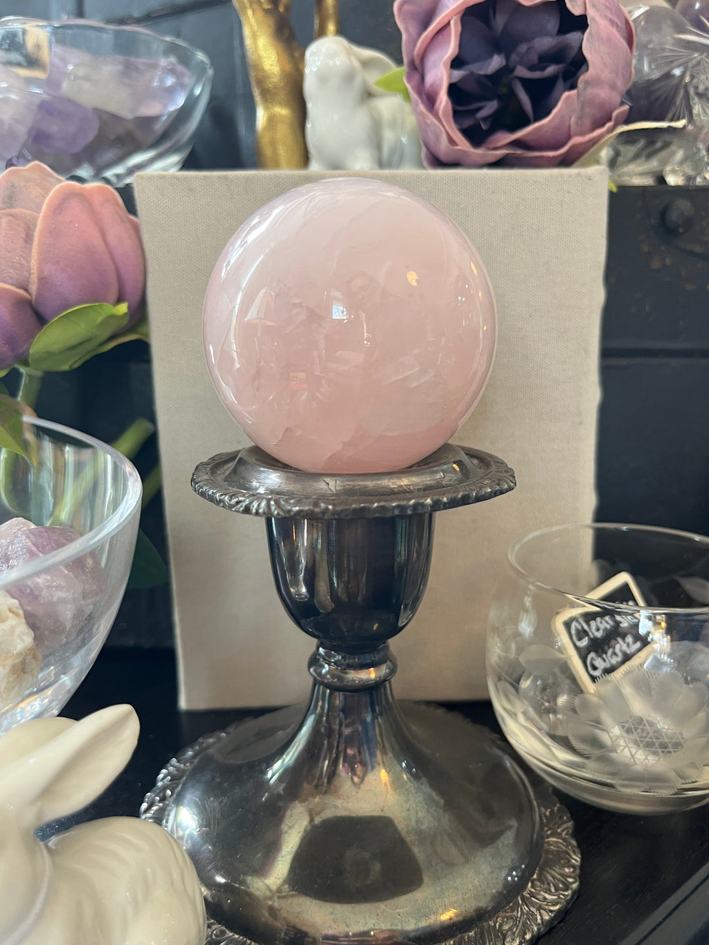 Rose Quartz Orb & Sphere – Love & Self-Compassion Healing Crystal
