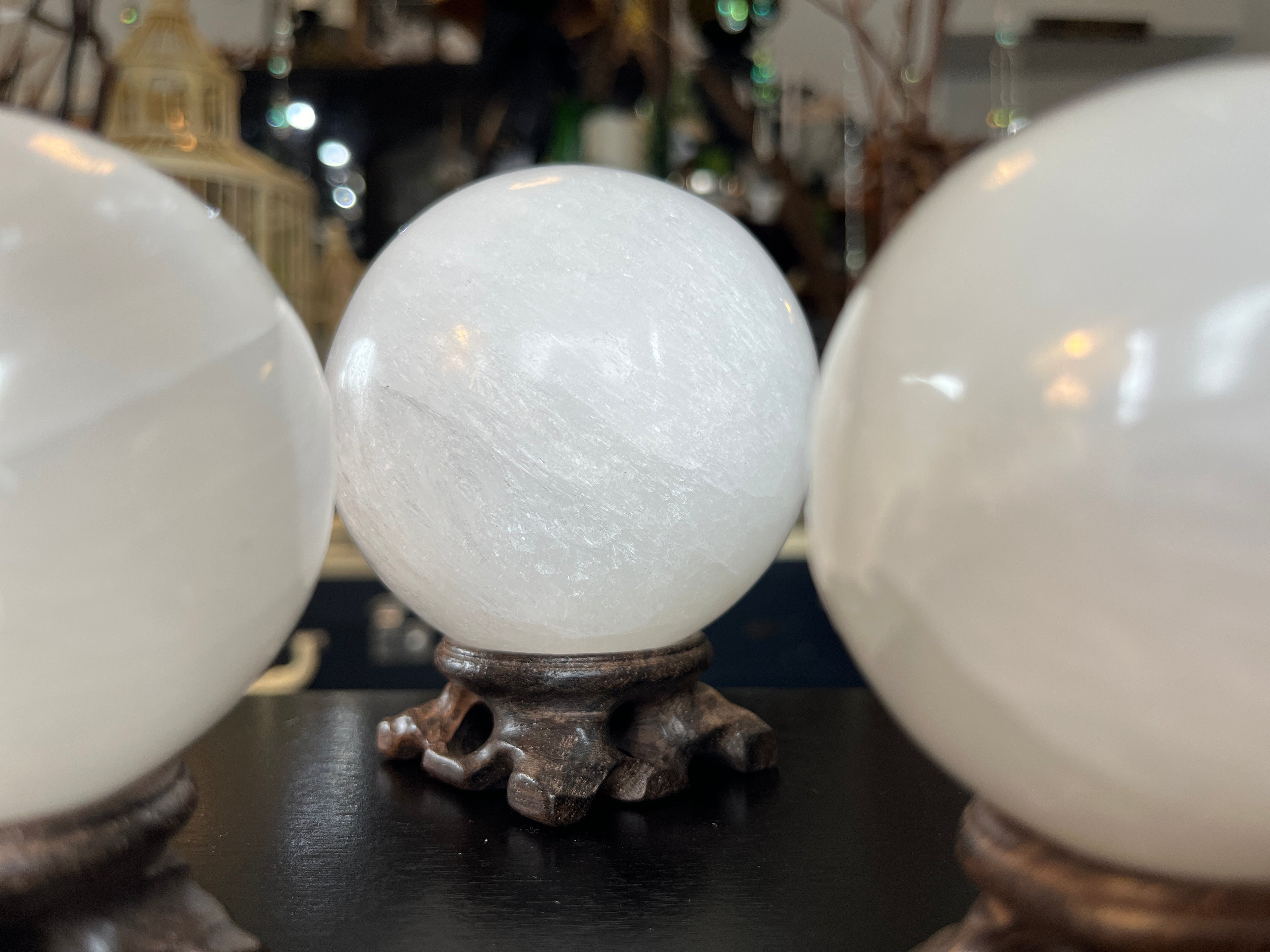 Selenite Orb & Sphere – Cleansing & High Vibration Healing Crystal (Satin Spar)