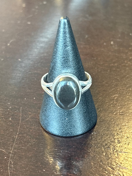 Silver .925 Black Obsidian Ring (165)