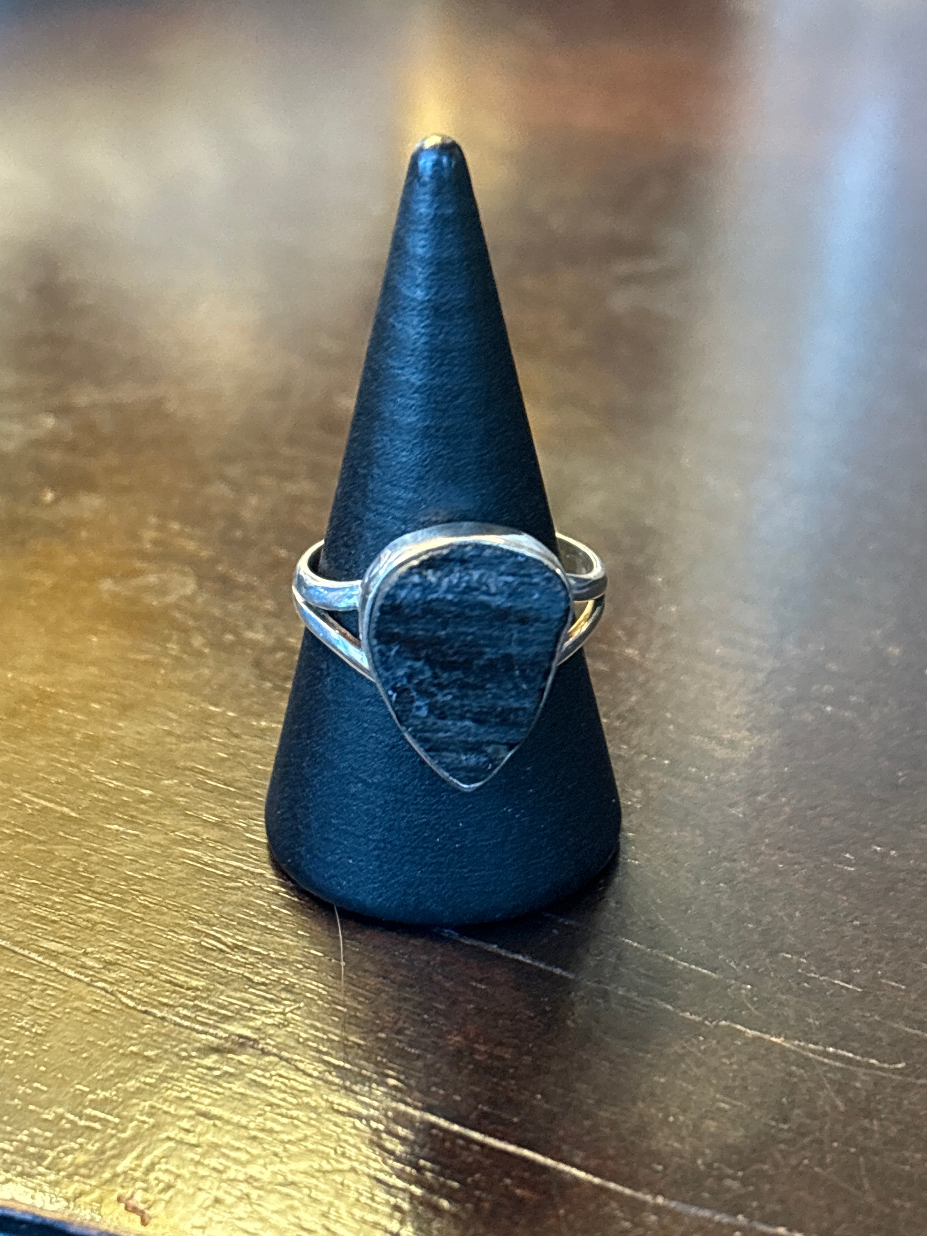 Silver .925 Rough Tourmaline Ring (207) – Raw Protection & Grounding Crystal Jewelry
