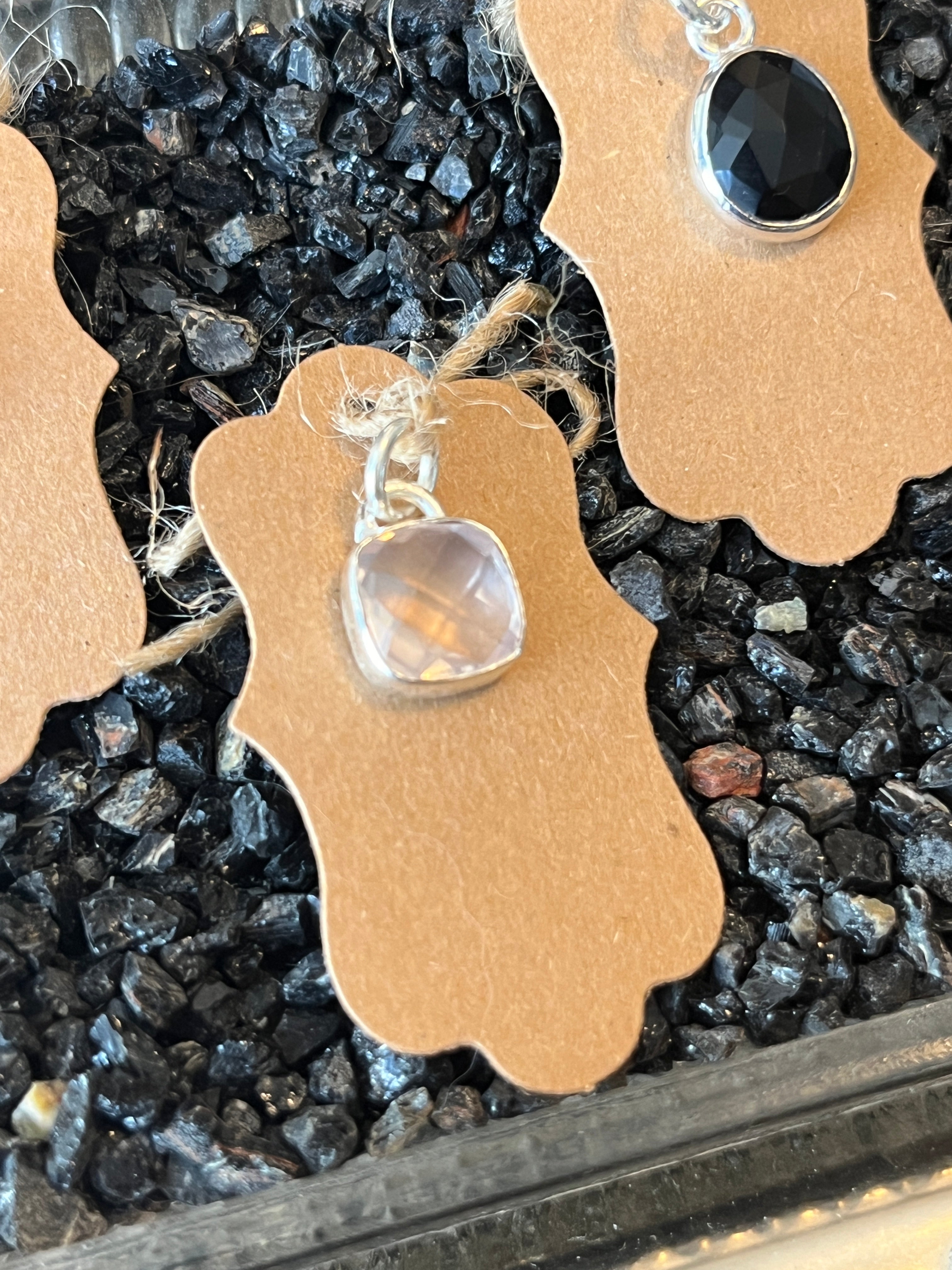Square Silver Pendant w/ Semi Precious Stone