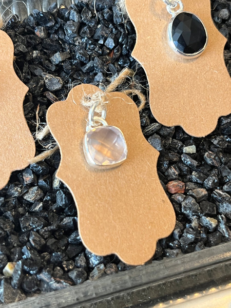 Square Silver Pendant w/ Semi Precious Stone