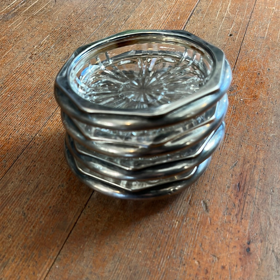 Silver Plated Glass Coasters
