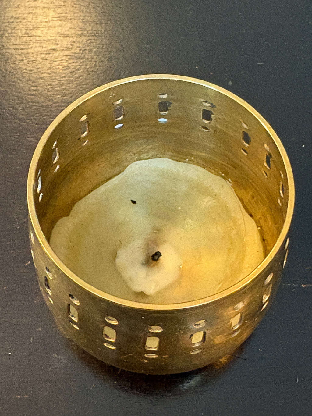 Vintage Indian Brass Pierced Vessel | The Apothecary’s Curiosity – 2.5”