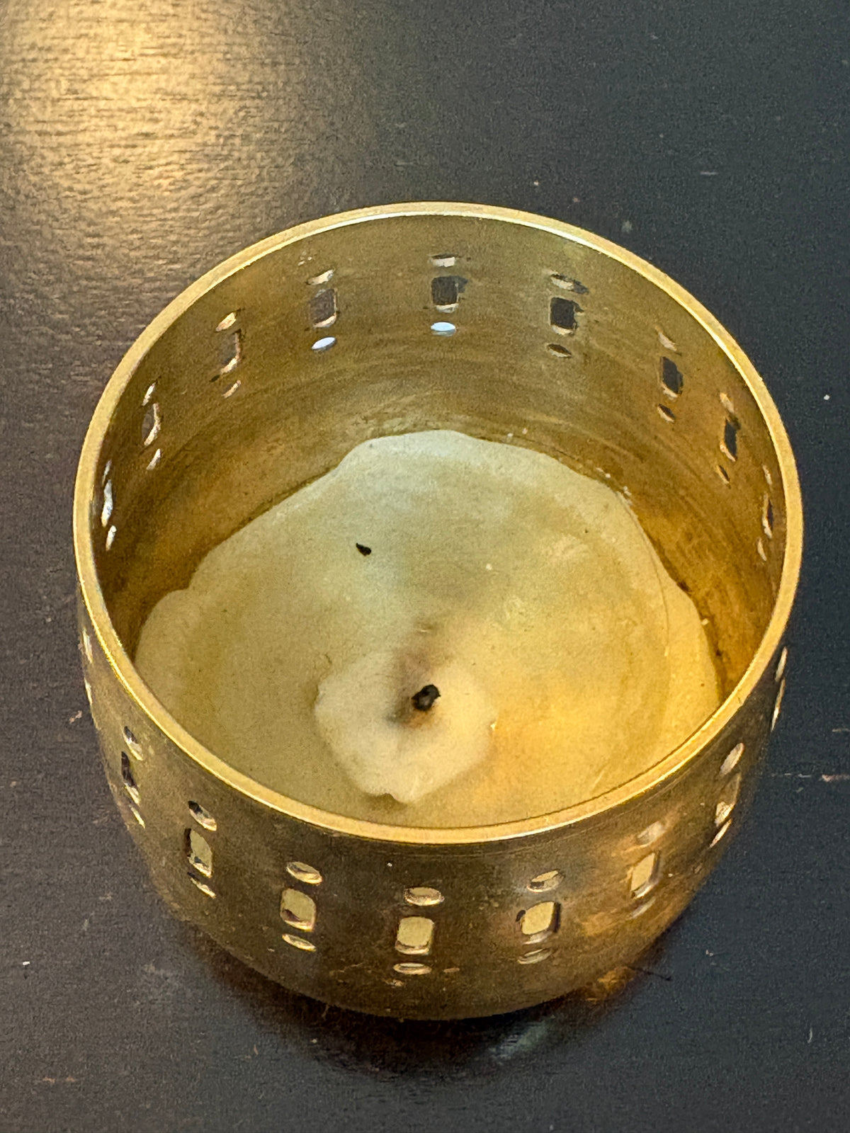 Vintage Indian Brass Pierced Vessel | The Apothecary’s Curiosity – 2.5”