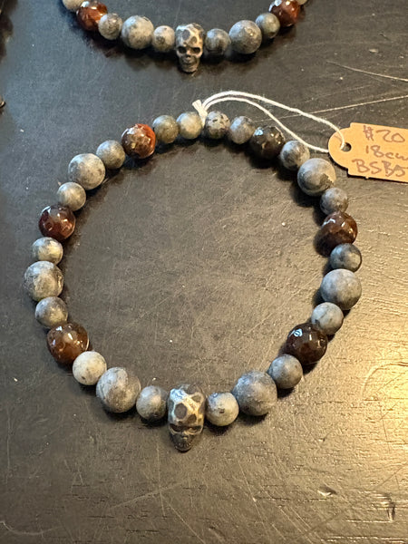 Red Fire Agate w/ Larvakite & Skulls by Brent McMaster