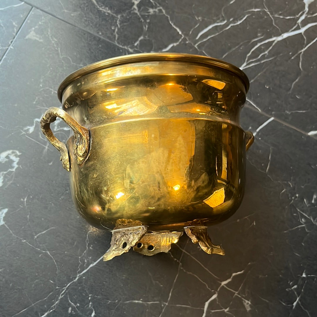 Footed Brass Pot Medium