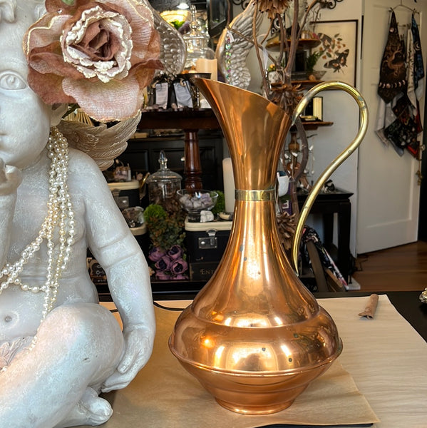 Vintage Copper Jug with Brass Handle