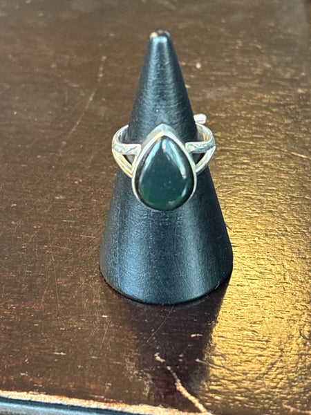 Silver .925 Black Obsidian Ring (165)