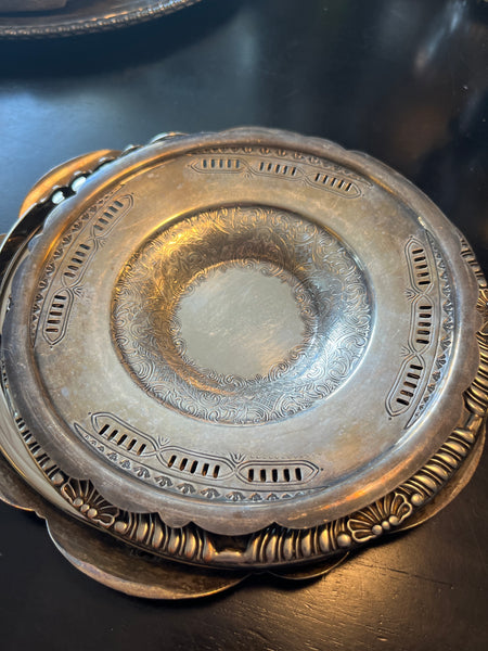 Vintage Silver Plated Round Offering Tray