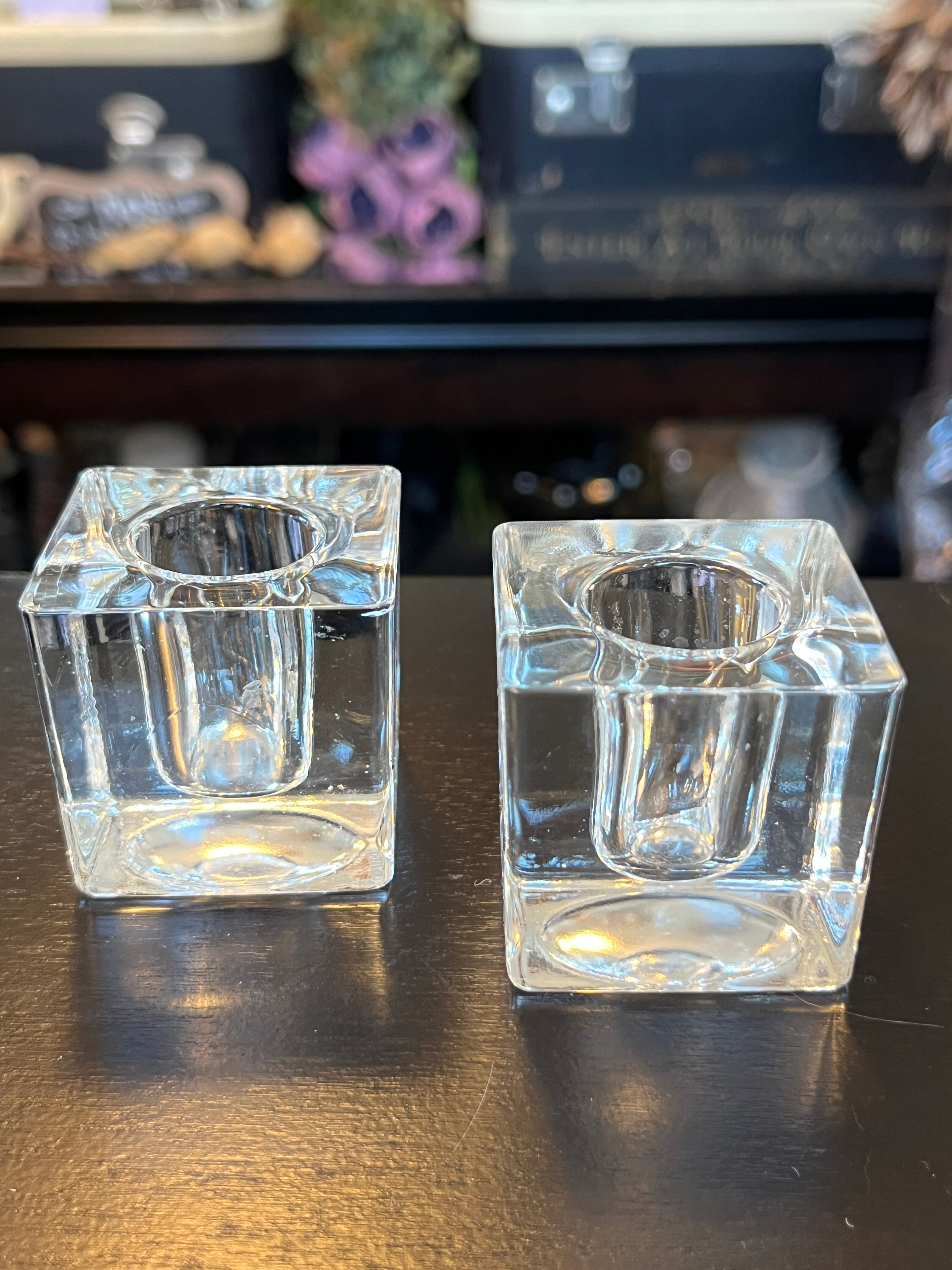 Glass Cube Candle Holder