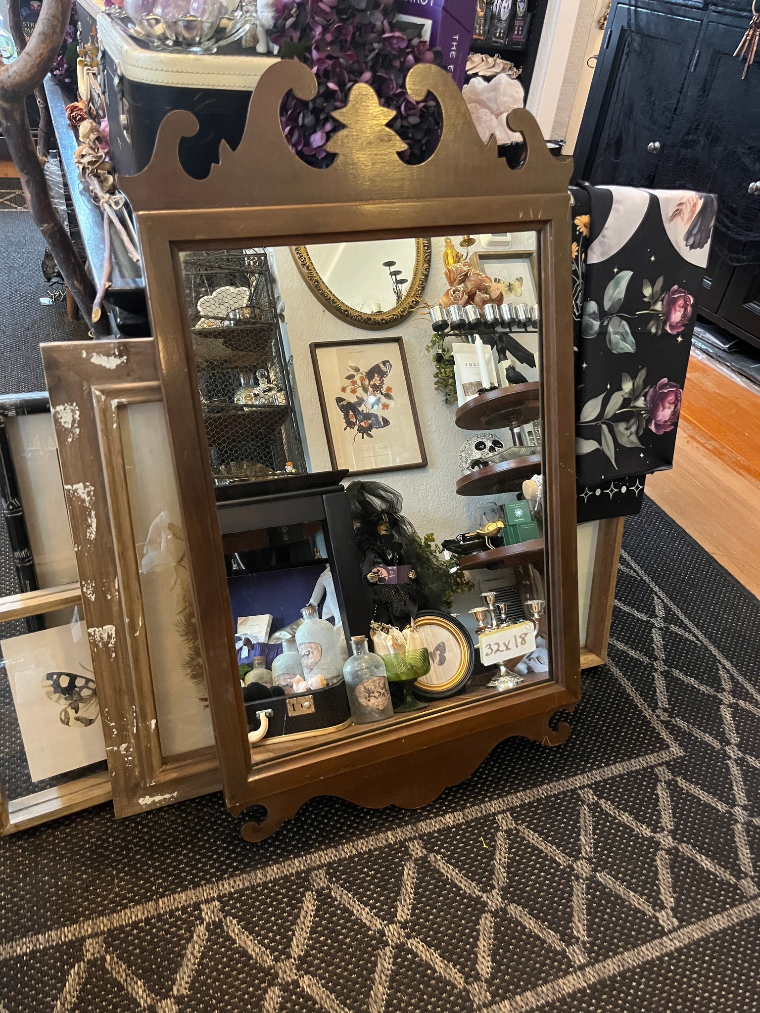 Vintage Brown Wooden Mirror