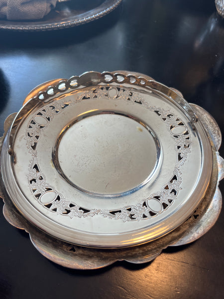 Vintage Silver Plated Round Offering Tray