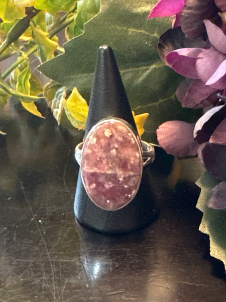 Silver .925 Lepidolite Ring (153) – Calm & Emotional Balance Crystal Jewelry