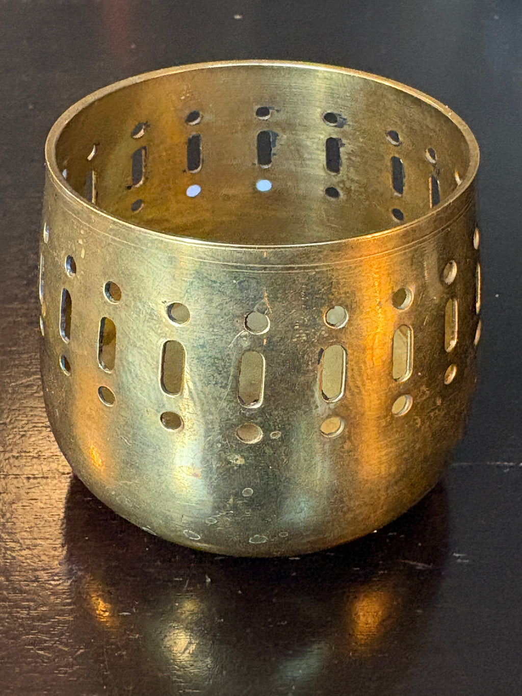 Vintage Indian Brass Pierced Vessel | The Apothecary’s Curiosity – 2.5”