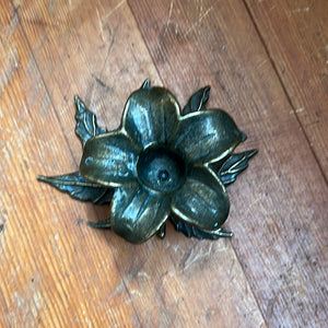 Vintage Brass Floral Italian Candle Holder