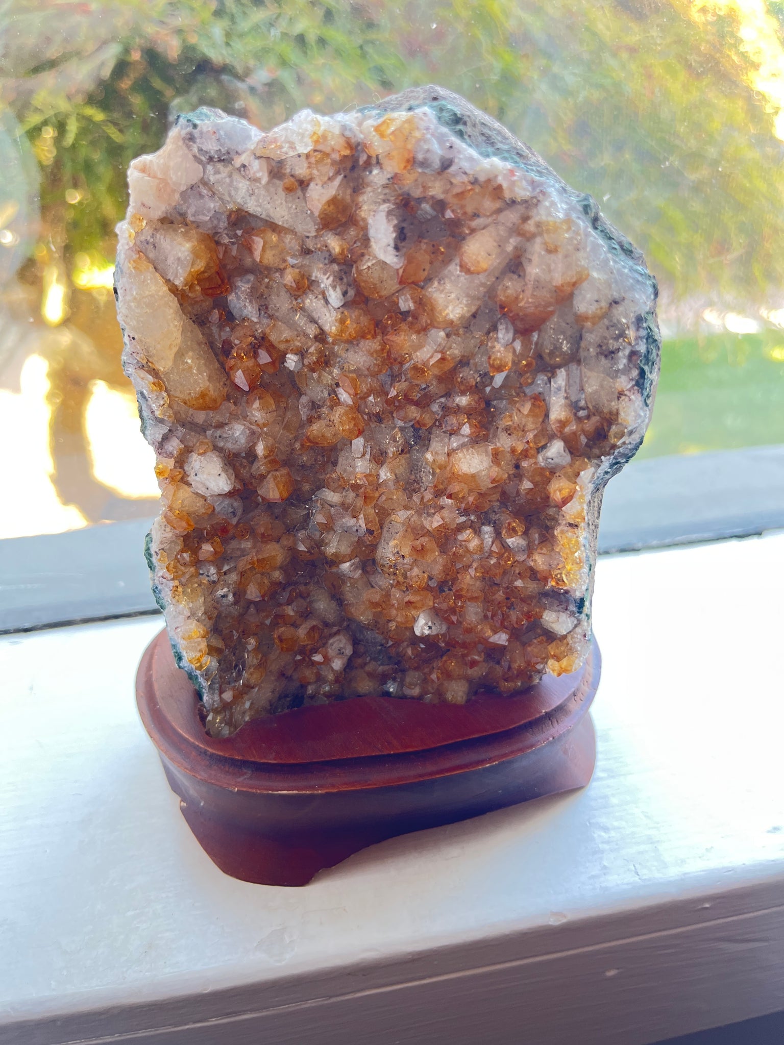 Citrine Cluster on wood base Unique #4 - 5" Tall