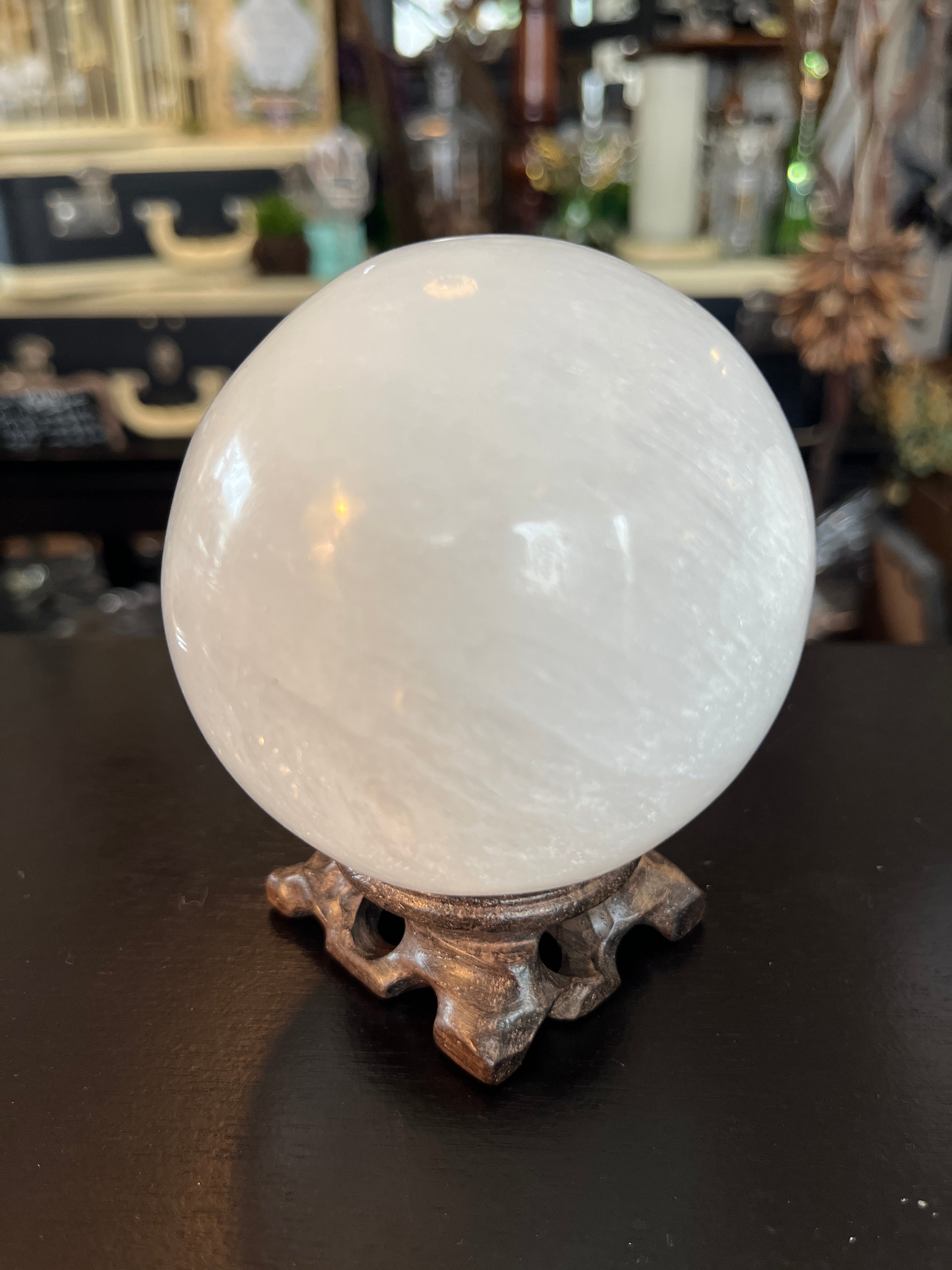 Selenite Orb & Sphere – Cleansing & High Vibration Healing Crystal (Satin Spar)