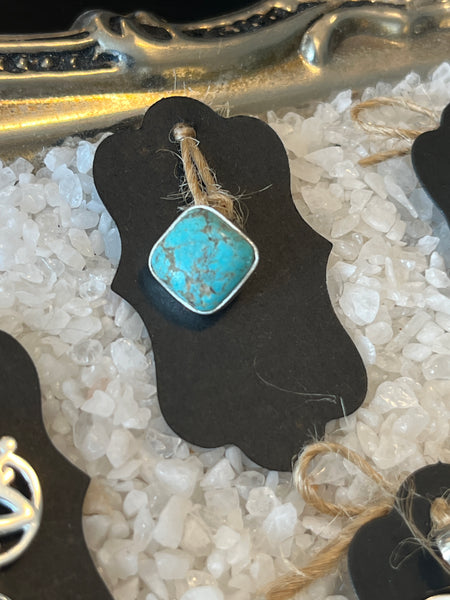Diamond Silver Pendant w/ Semi Precious Stone
