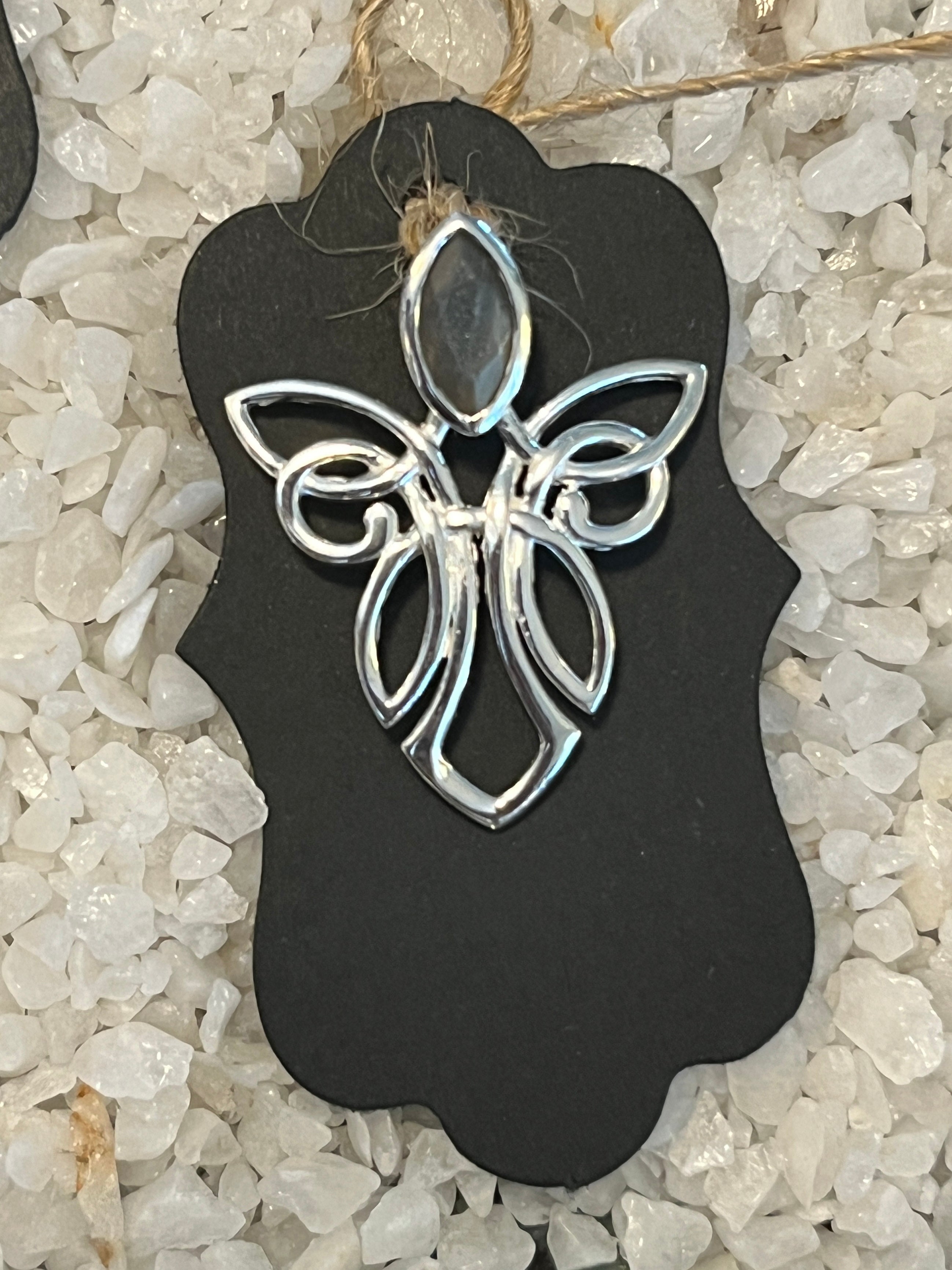 Celtic Silver Angel/ Fairy Pendant w/ Semi Precious Stone
