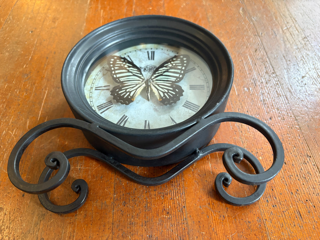 Dead Petal Studio –Great Zebra Butterfly Antique-Style Clock Framed Specimen