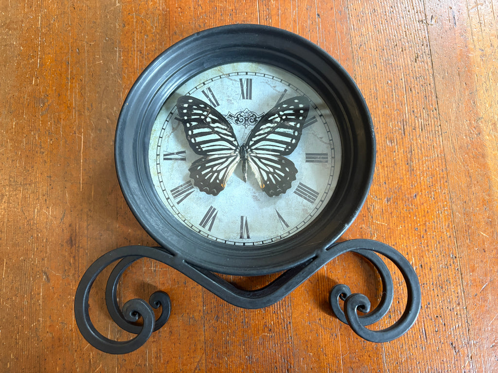 Dead Petal Studio –Great Zebra Butterfly Antique-Style Clock Framed Specimen