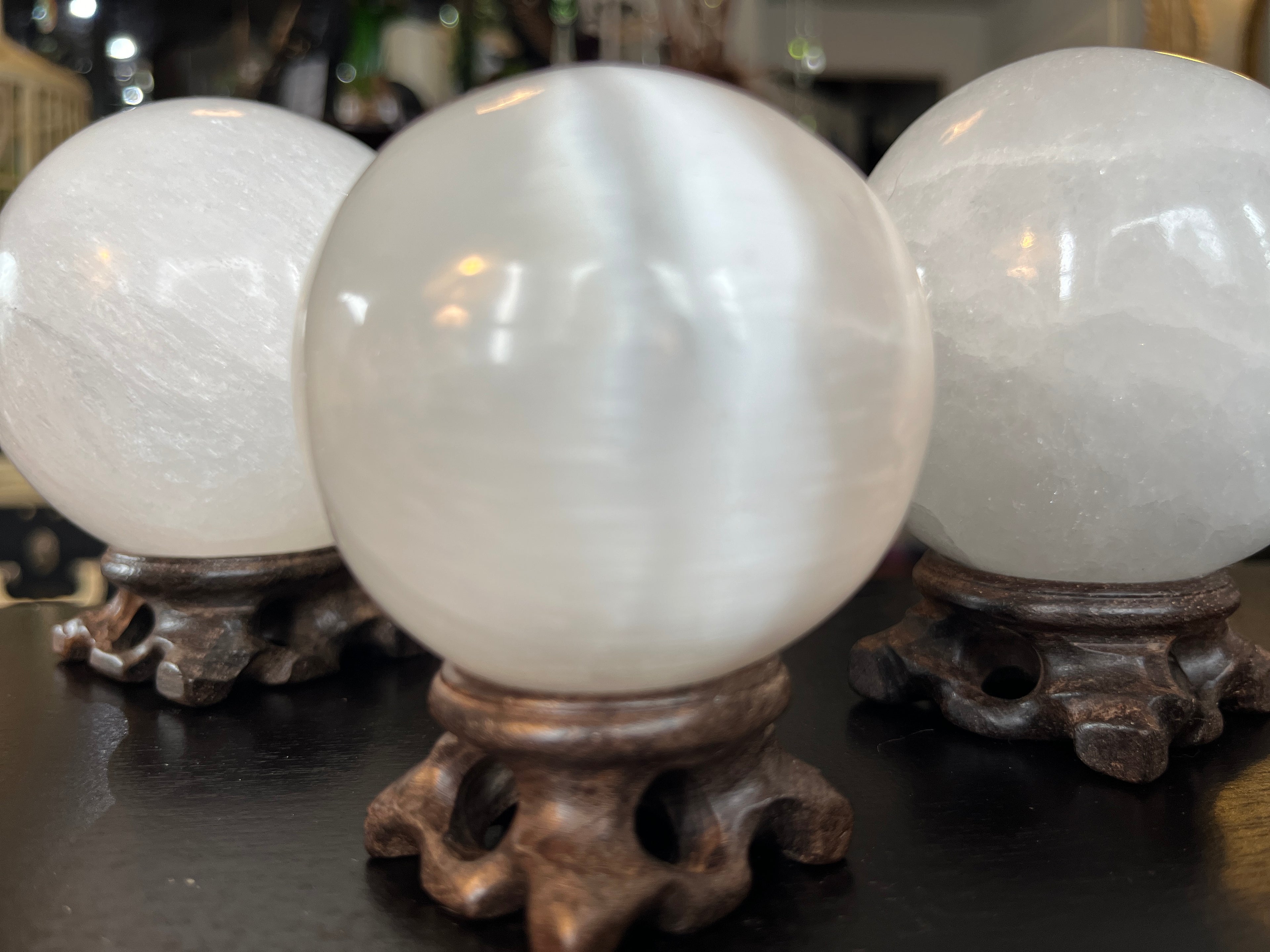 Selenite Orb & Sphere – Cleansing & High Vibration Healing Crystal (Satin Spar)