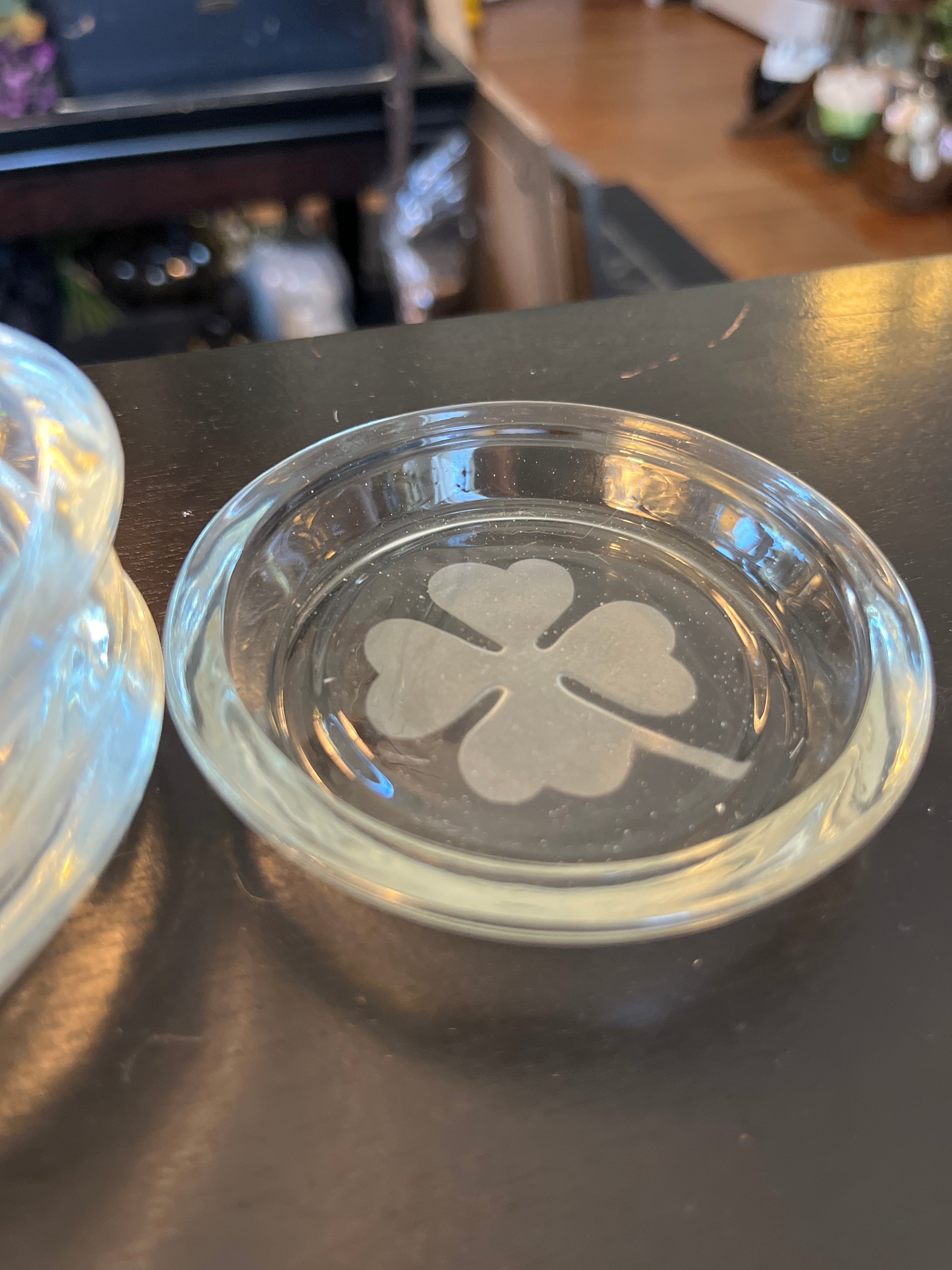 Clear Glass Shamrock Coaster