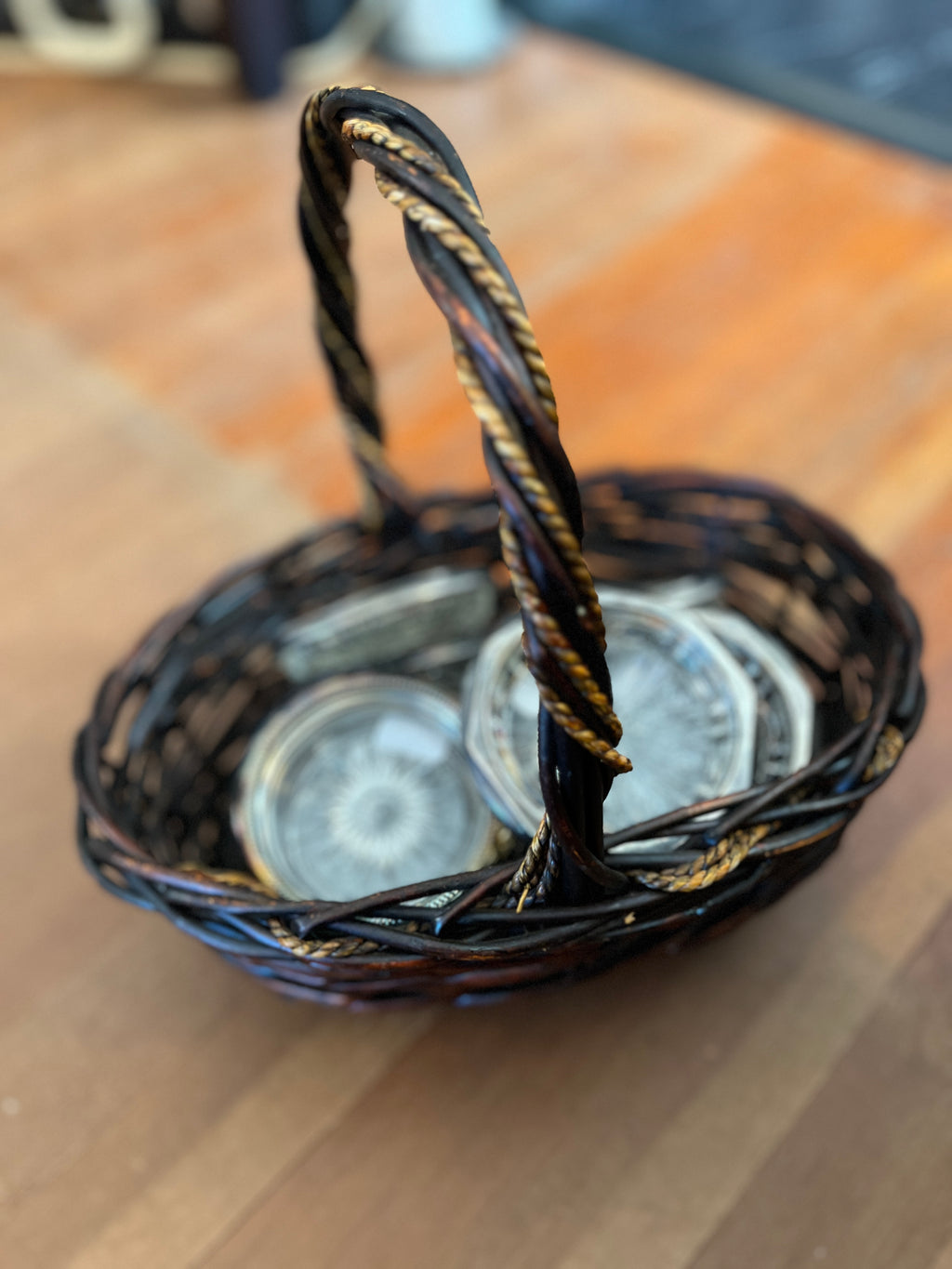 Mahogany Brown Oval Basket